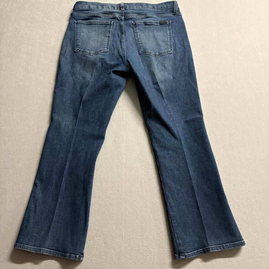 Jen7 by 7 For All Mankind Cropped Kick Flare Jeans Womens Size 12 Blue Stretch