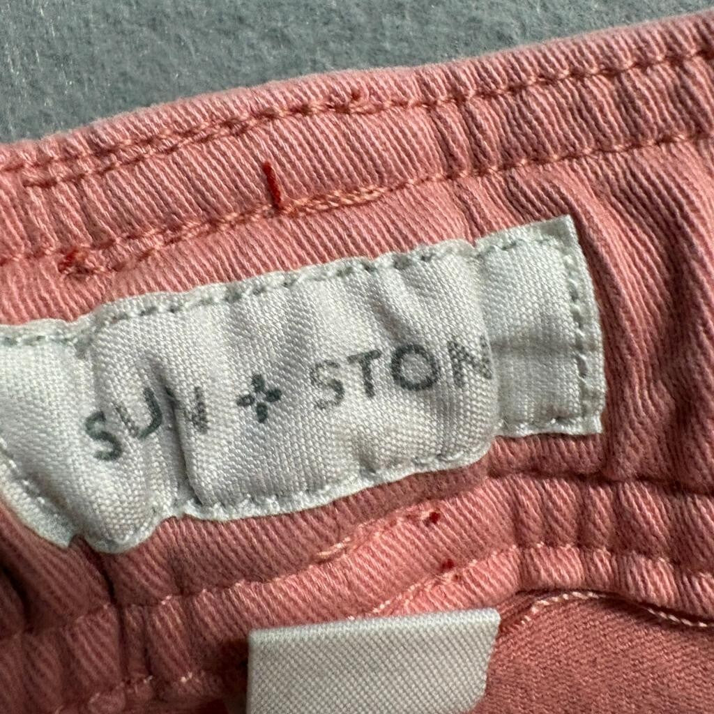 Sun + Stone Mens Cargo Shorts Medium Pink Cotton Blend Elastic Drawstring Waist