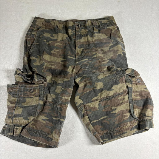 Mossimo Supply Co Mens Cargo Shorts Size 30 Camo Green Brown Ripstop Cotton