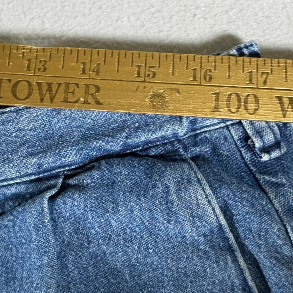 Wrangler Hero Originals Denim Shorts Mens 36 Blue Pleated Front Elastic Waist