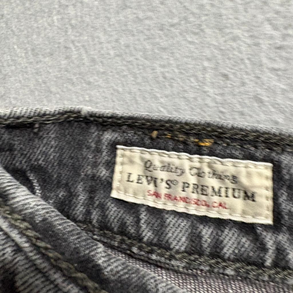 Levis Premium Ribcage Straight Jeans Womens 26 Gray Denim High Rise Button Fly