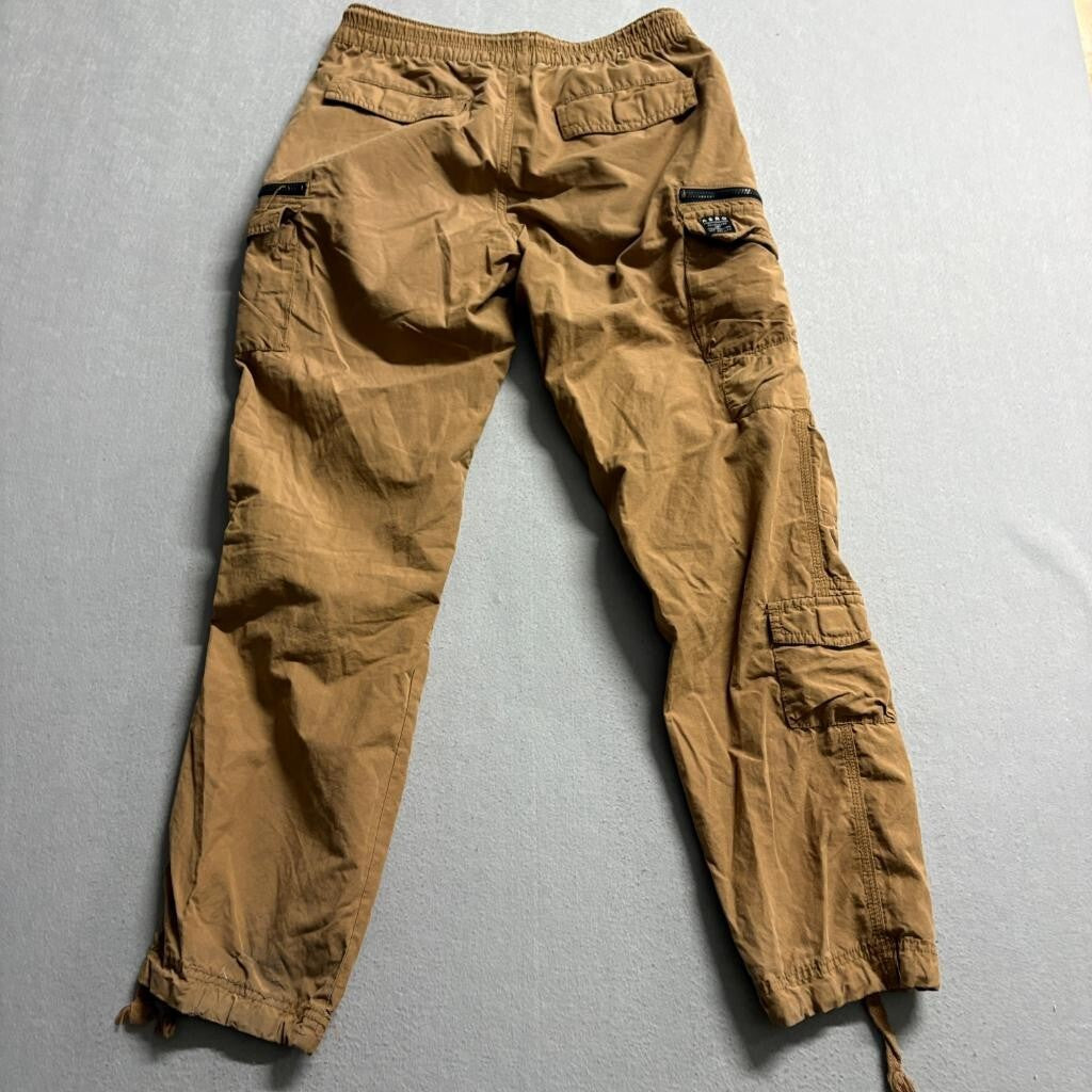 Aeropostale Active Utility Pants Mens XS Brown Cargo Jogger Drawstring Cotton