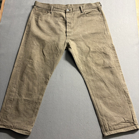 Levis 501 Button Fly Jeans Mens 46x30 Brown Denim Straight Leg Pants Mexico