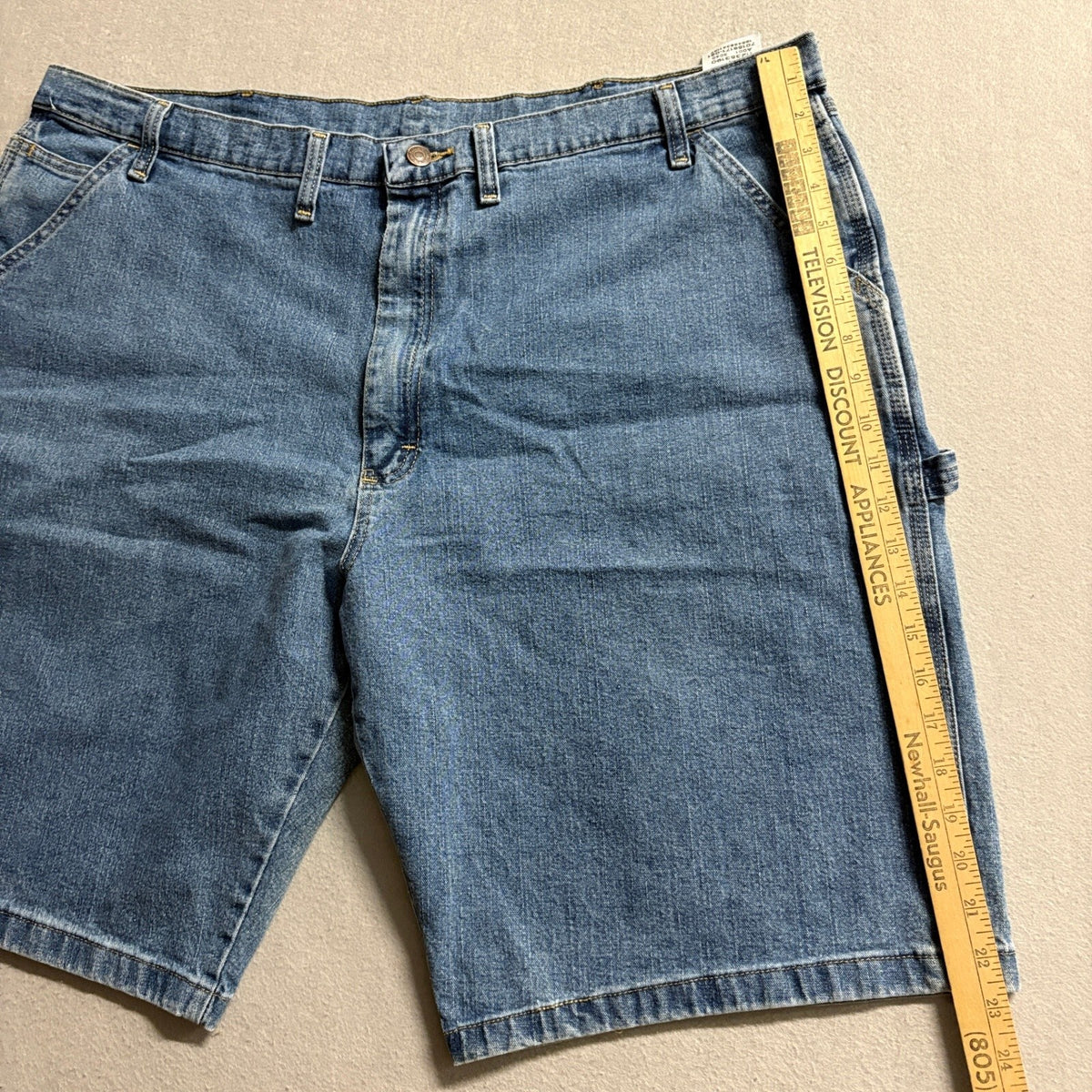 Wrangler Carpenter Denim Shorts Mens 44 Blue Stretch Utility Workwear