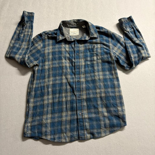 Weatherproof Vintage Flannel Shirt Mens Large Blue Plaid Long Sleeve Button Up