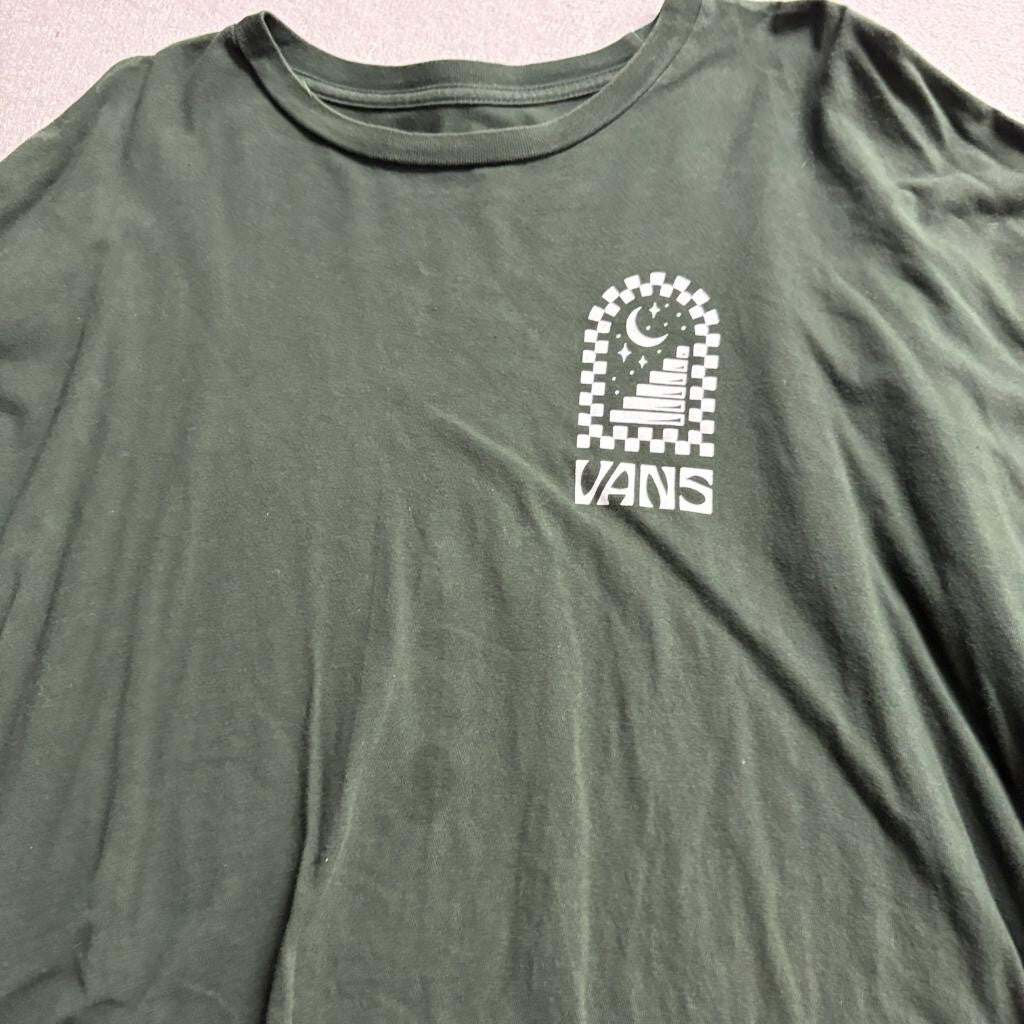 Vans Takin the High Road Long Sleeve Shirt Mens XL Green Graphic Skate T-Shirt