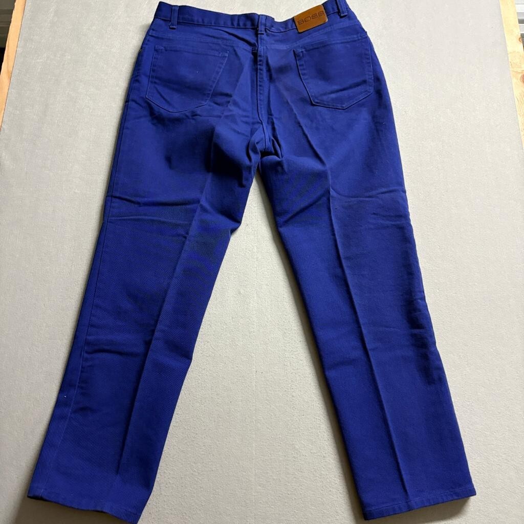 Vintage Boss Jeans Mens 38M Royal Blue Denim Pants Made in USA Workwear
