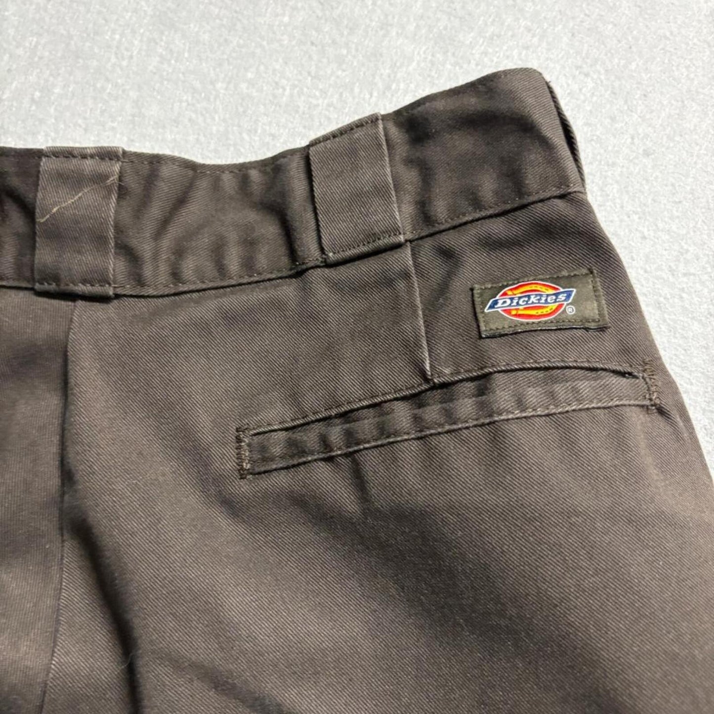 Dickies 874 Original Fit Mens Pants 28x26 Brown Raw Hem Cut Off Workwear Chino