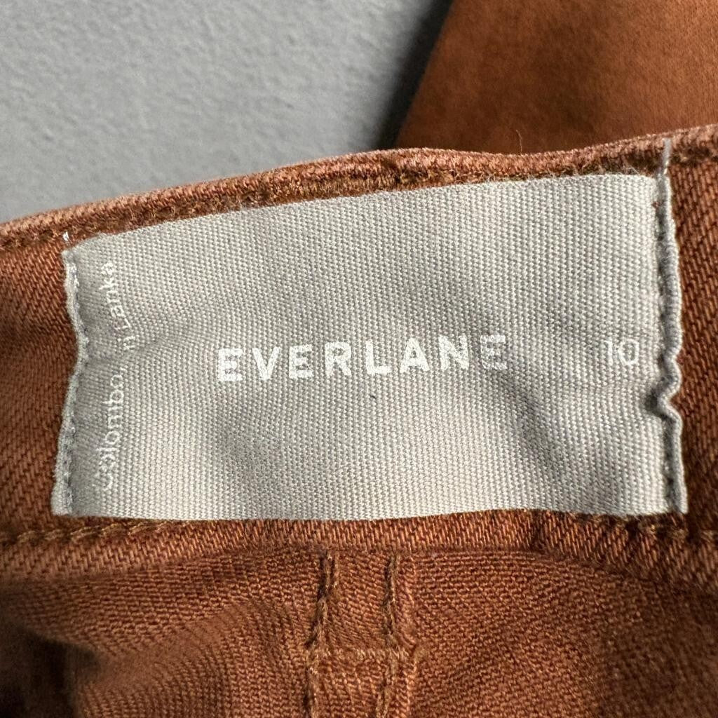 Everlane The Straight Leg Crop Pants Womens 10 Brown Rust High Rise Utility