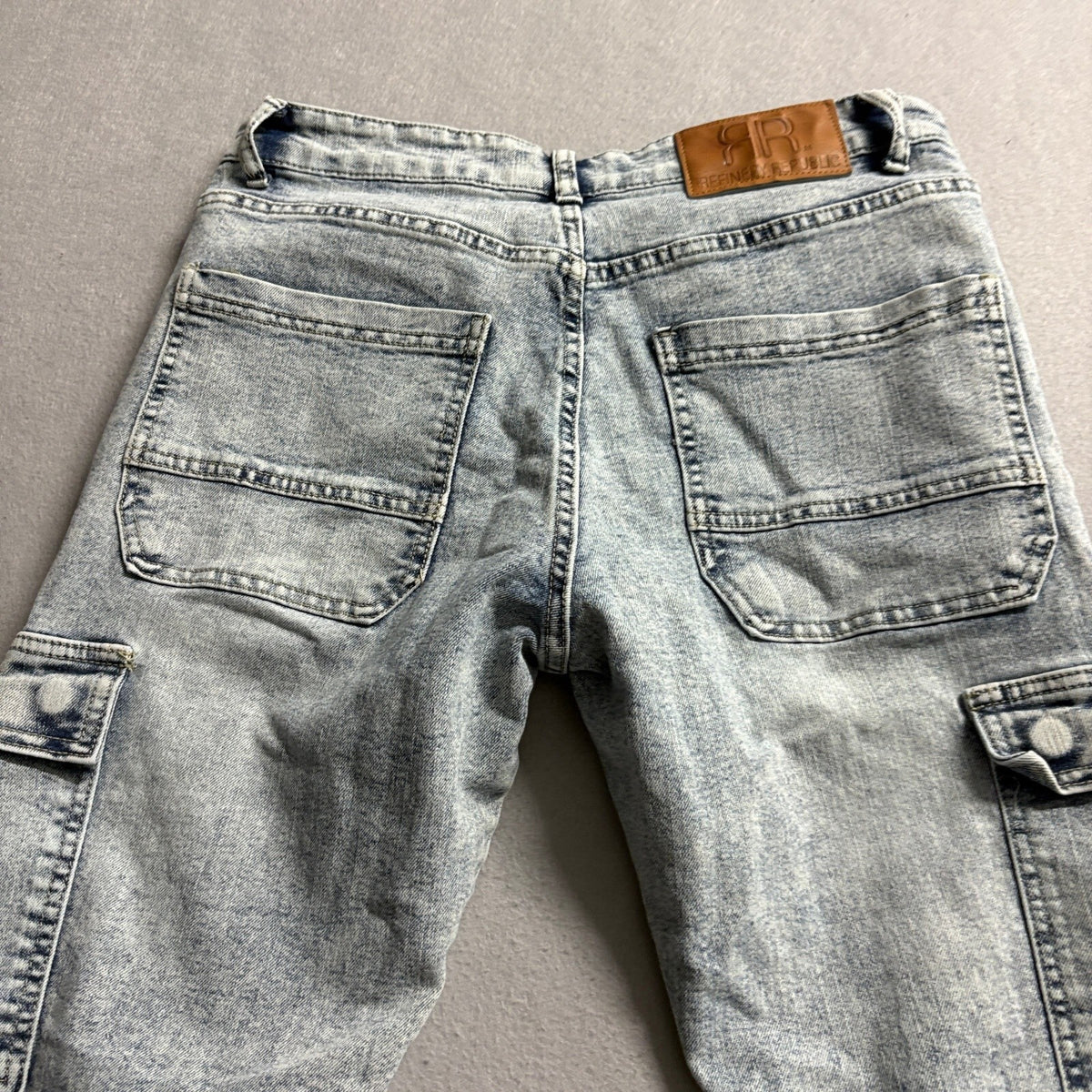 Refinery Republic Cargo Jeans Womens 30 Acid Wash Blue Denim Utility Pockets