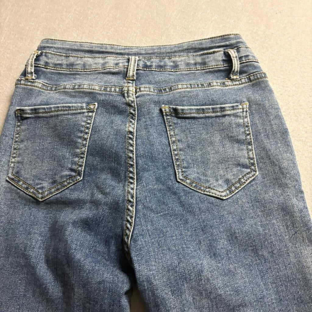 A Sunshine Girl's Love For Jeans Womens Size L Blue Flare Leg Slit Hem Denim
