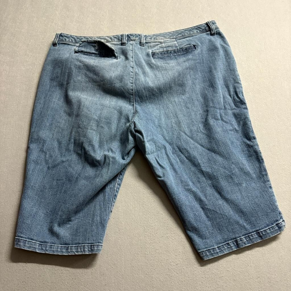 Venezia Denim Bermuda Shorts Womens Plus Size 24 Blue Stretch Cotton Blend