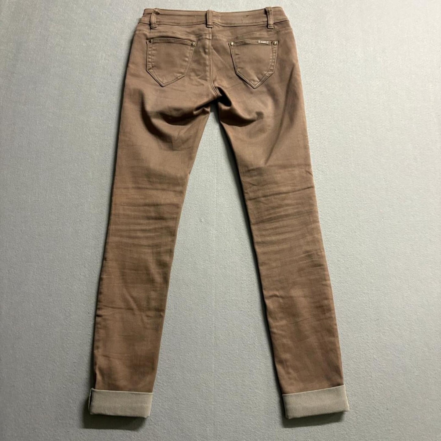 Miss Bonbon Skinny Jeans Womens Size S Brown Stretch Cuffed Denim Low Rise