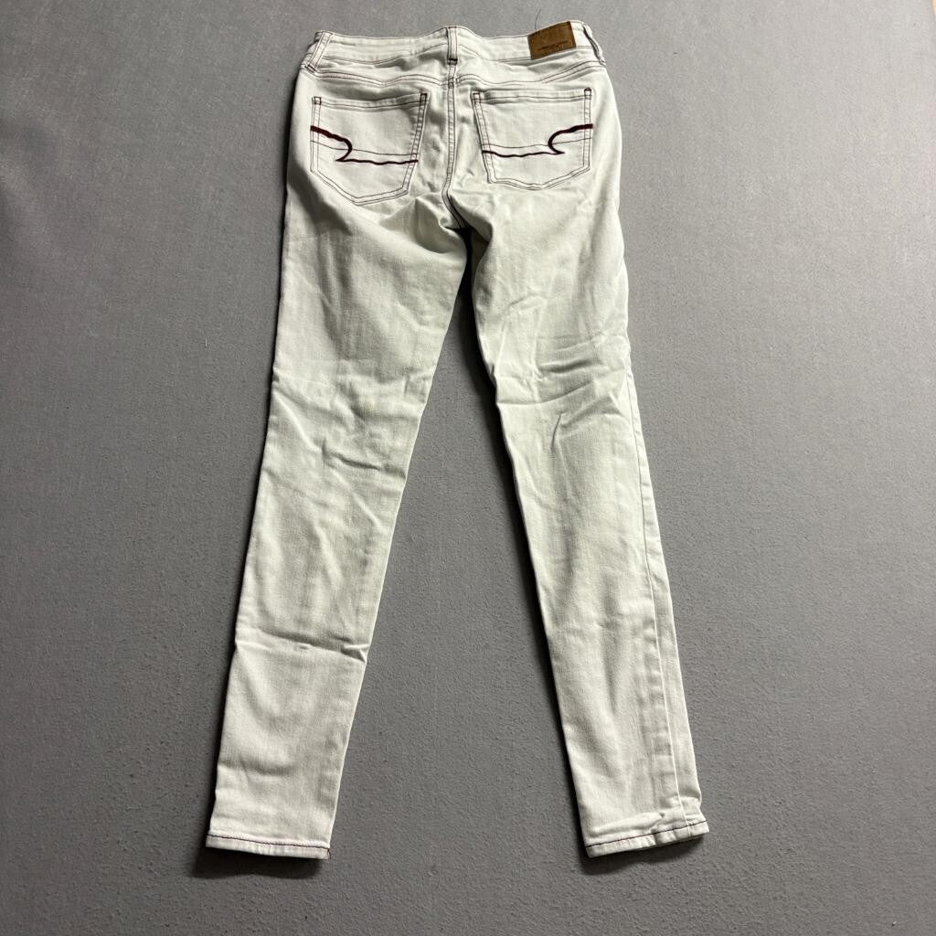American Eagle Next Level Stretch Skinny Jeans Womens 00 Regular White Red