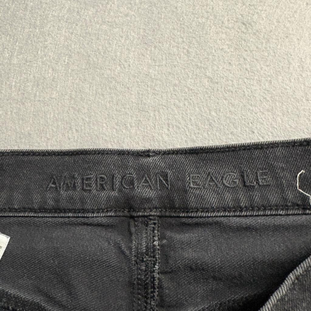 American Eagle Mom Jeans Womens 4 Black High Rise Distressed Denim