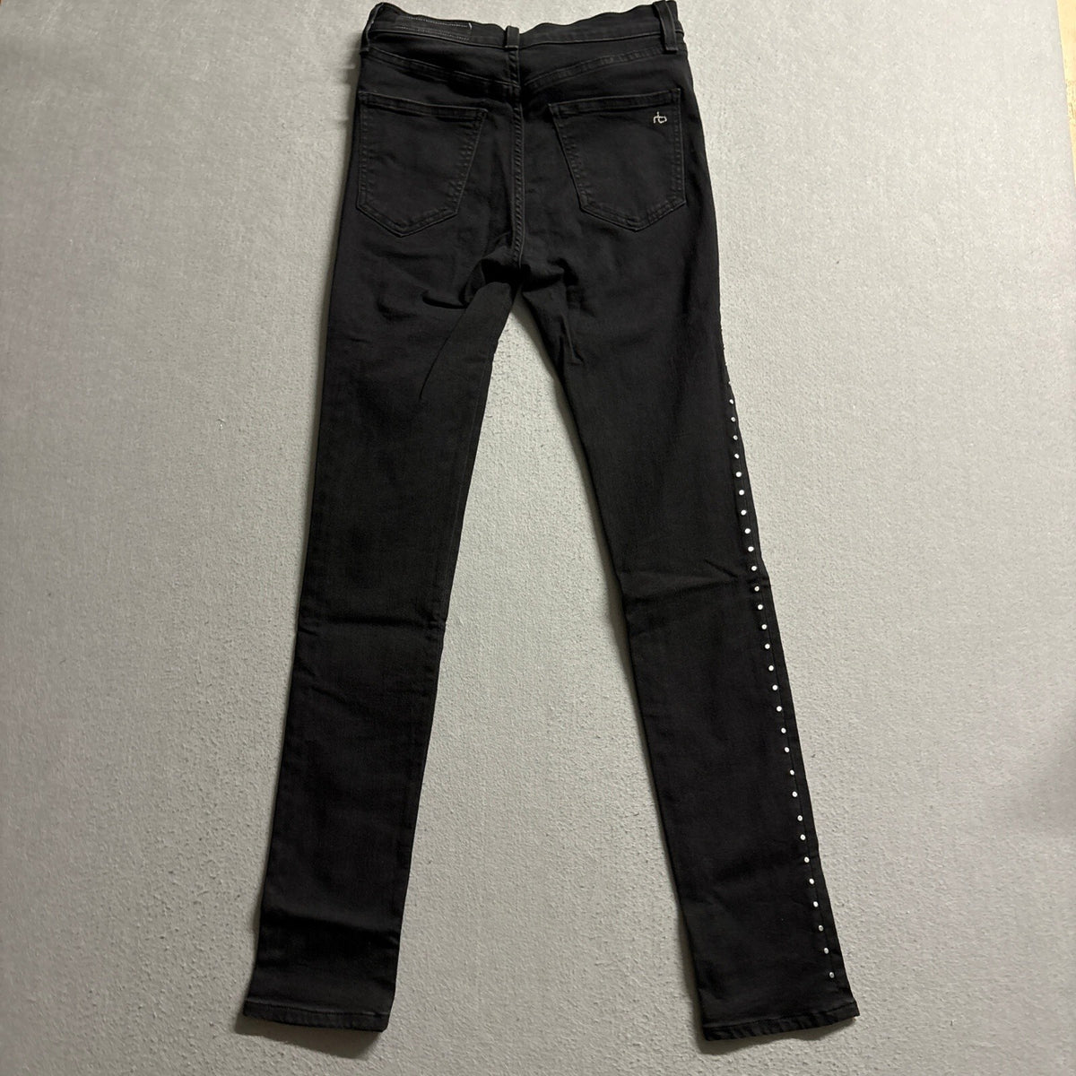 Rag & Bone Jean Womens Size 27 Black Studded Side Seam Skinny High Rise Pants