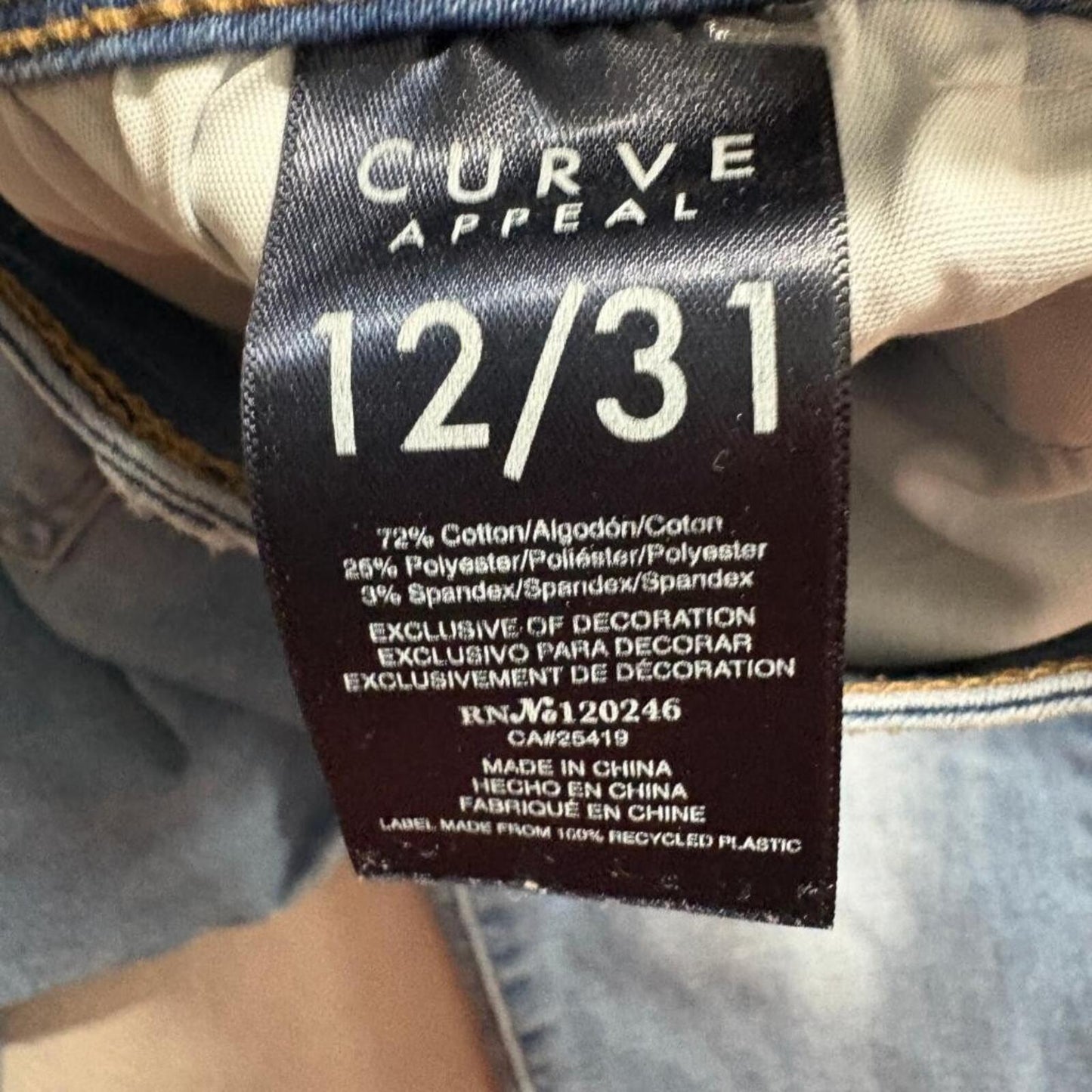 Curve Appeal High Rise Skinny Jeans Womens Size 12/31 Blue Denim Curve Creator