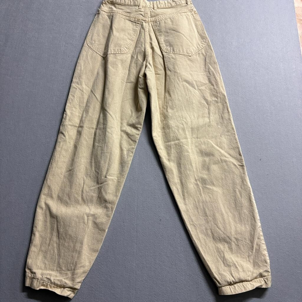 Vintage Takabo Jeans Womens 9 Beige Cotton High Rise Pleated Mom Tapered Leg