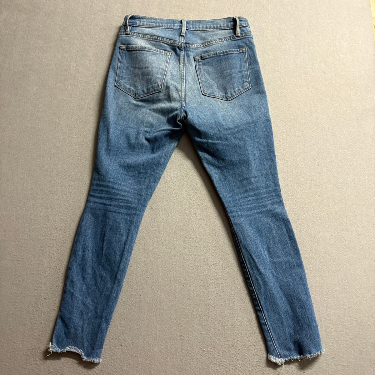 Frame Denim Ali High Rise Cigarette Jeans Women Size 27 Blue Raw Step Hem