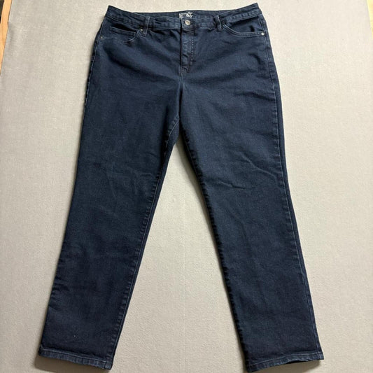 Terra & Sky Straight Leg Jeans Womens 16W Dark Wash Blue Stretch Denim