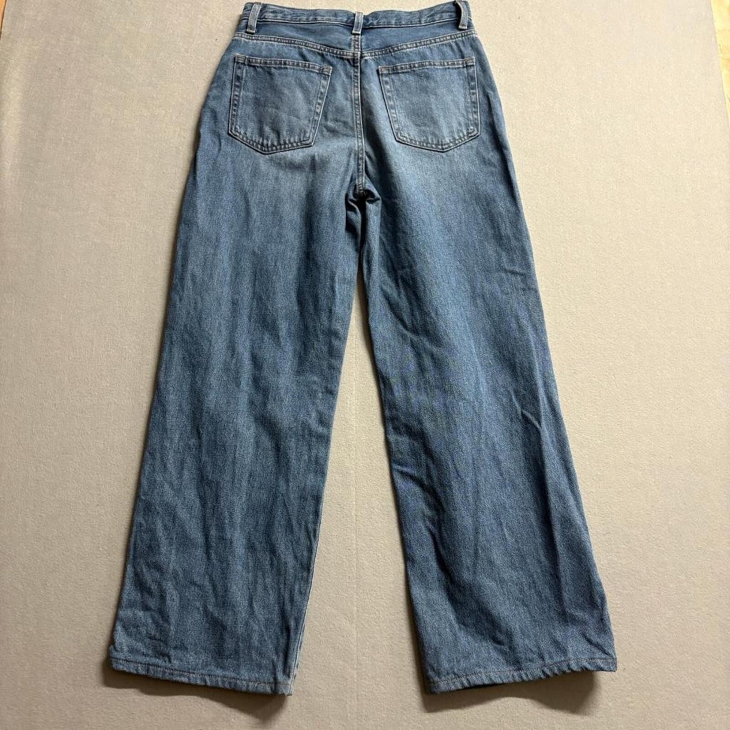 Uniqlo Wide Leg Jeans Womens 25 Blue Denim High Rise Cotton Blend like 29x28
