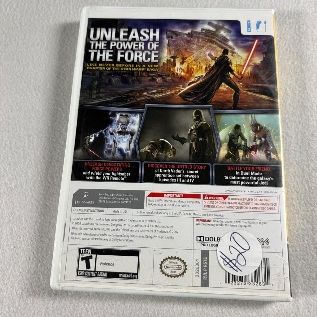 Star Wars The Force Unleashed Nintendo Wii Complete CIB Tested