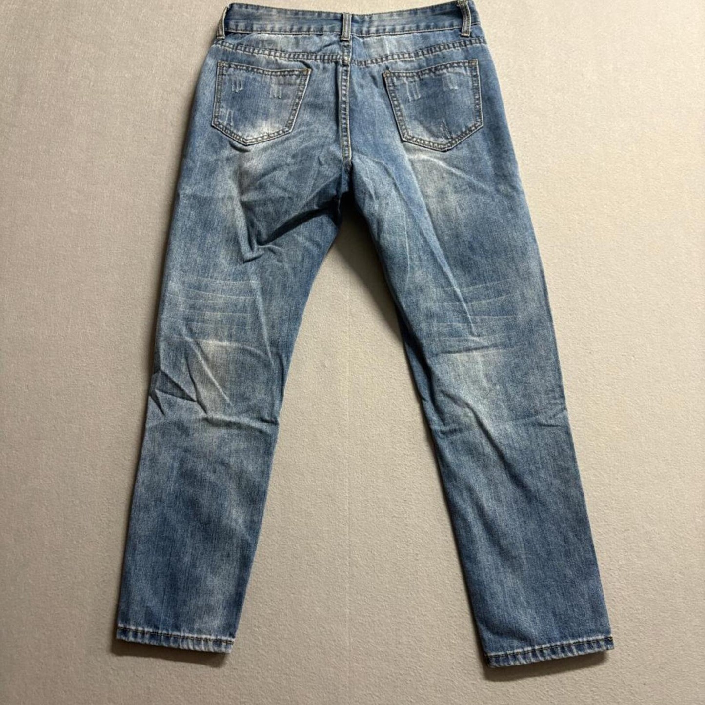 Unbranded Distressed Patchwork Jeans Womens Size 28 Blue Denim Destroyed Rip