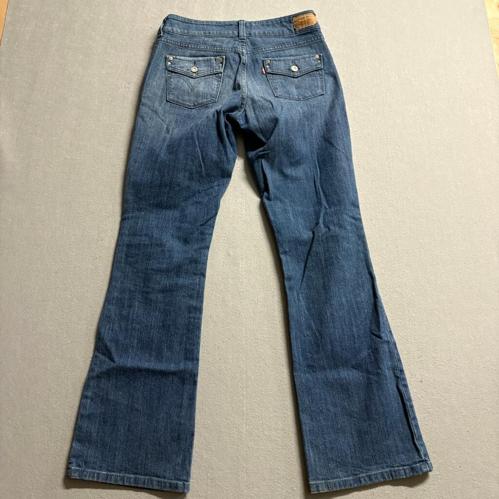 Levis Demi Curve Bootcut Jeans Womens Size 2M Blue Denim Flap Pocket Stretch
