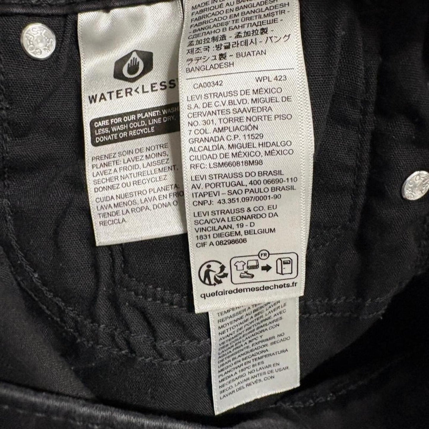 Levis 711 Skinny Jeans Womens 31 W31 L30 Black Denim Stretch WaterLess