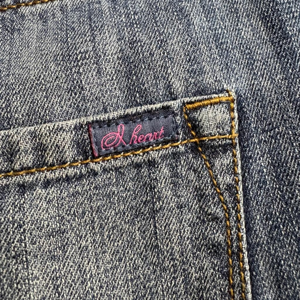 I Heart Ronson Distressed Crop Jeans Womens Size 12 Blue Denim Ripped Straight