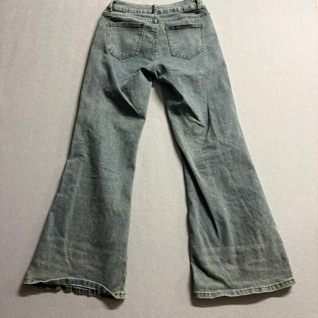 Dazy Flare Jeans Womens Small Blue Denim Stretch Wide Leg Bell Bottom High Rise