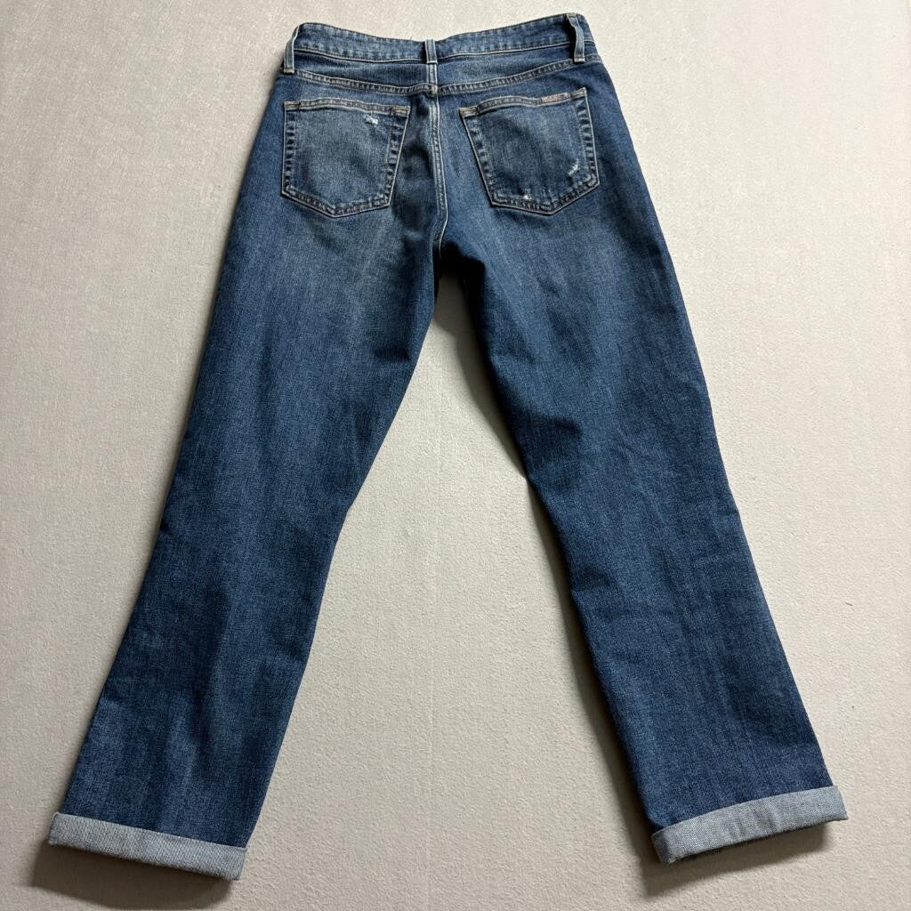 Joe's Jeans Womens 27 Distressed Boyfriend Straight Leg Blue Denim Cuffed
