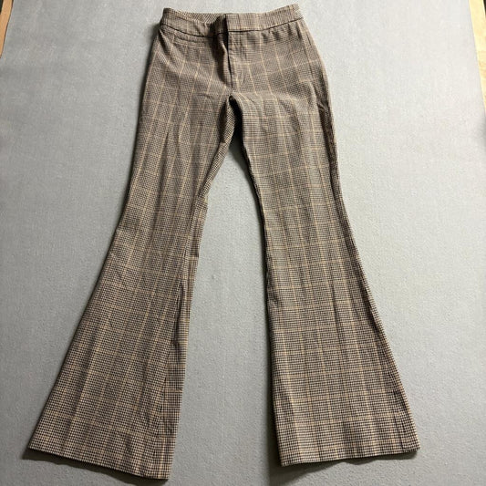 Banana Republic Houndstooth Flare Pants Womens Size 4 Brown Plaid Stretch