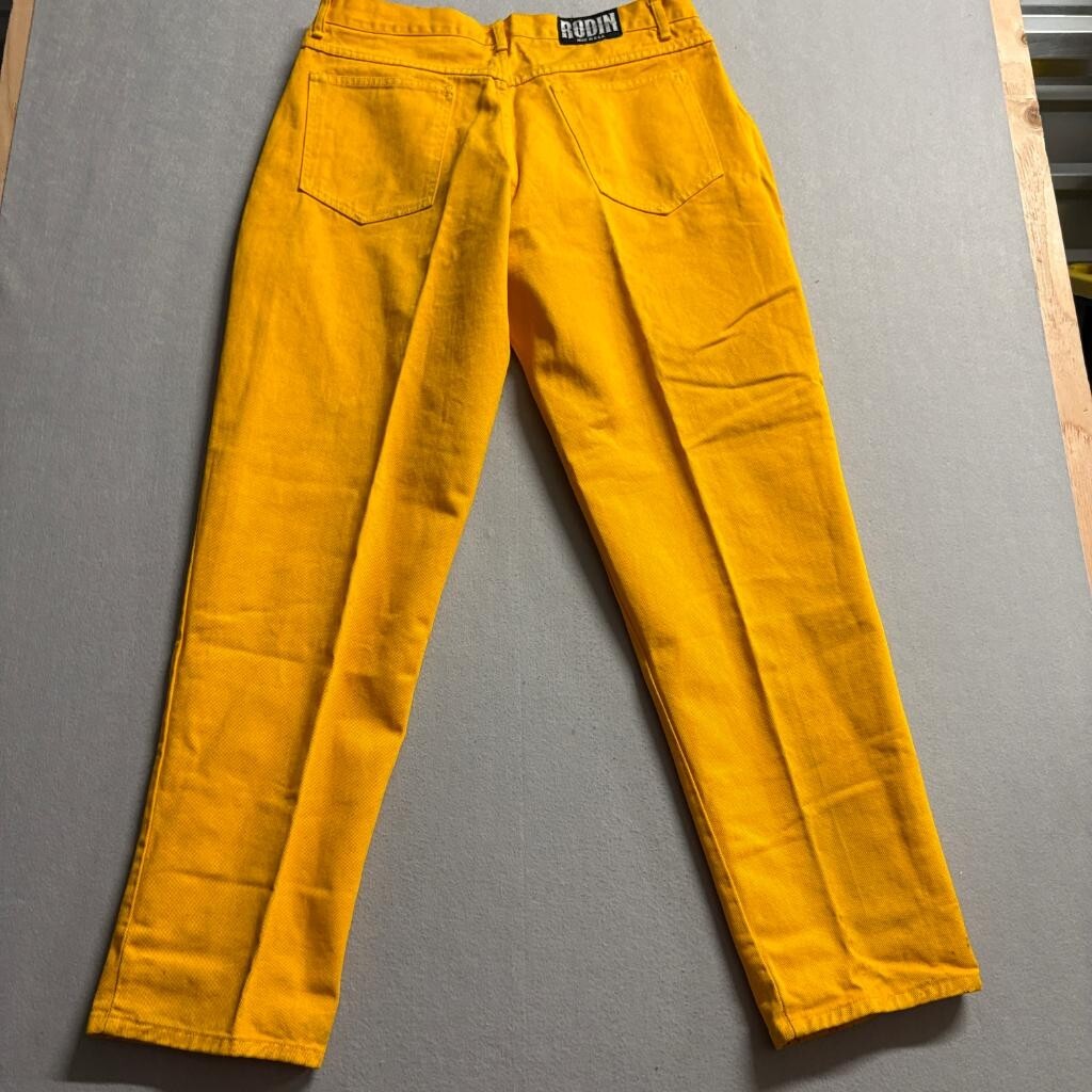 Rodin Vintage Womens Jeans Size 38 Yellow Cotton Denim Straight Leg Made in USA