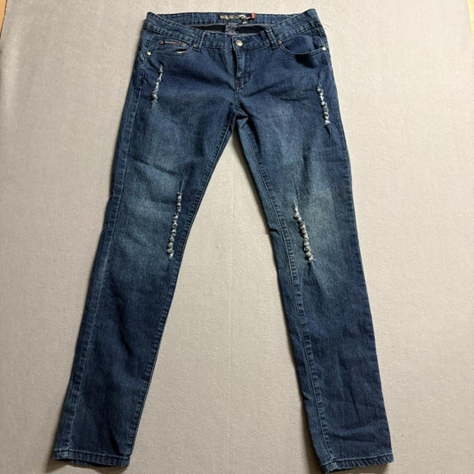 Richcow Jeans Womens Size 13 Blue Distressed Stretch Denim Skinny Leg Pants