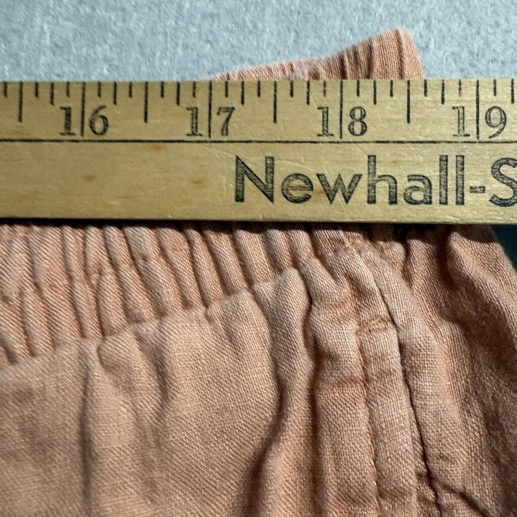 H&M 100% Linen Pants Womens XL Brown Elastic Waist Regular Fit Casual