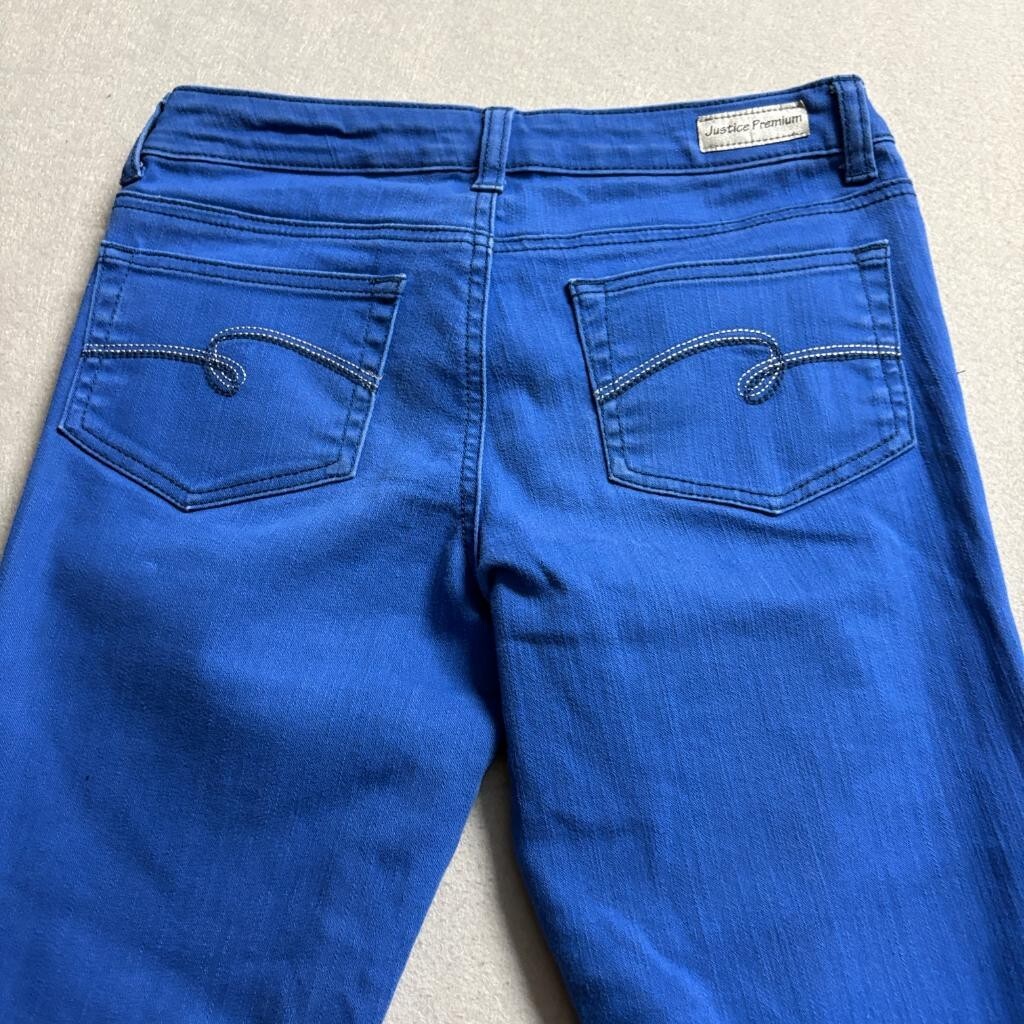 Justice Premium Jeans Girls Size 14R Blue Skinny Stretch Denim Pants