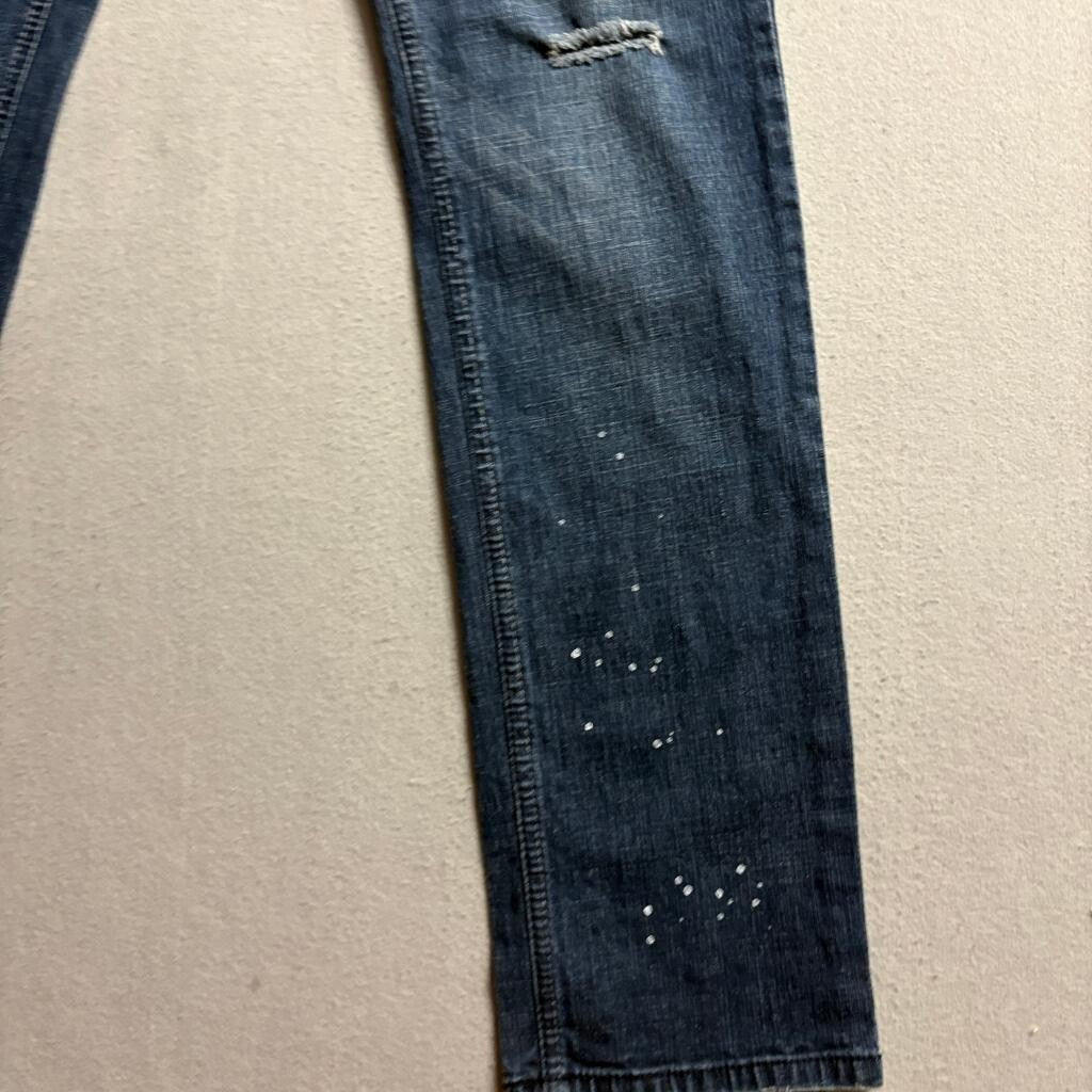 Tyteo Distressed Jeans Womens 13 Blue Denim Paint Splatter Low Rise Stretch
