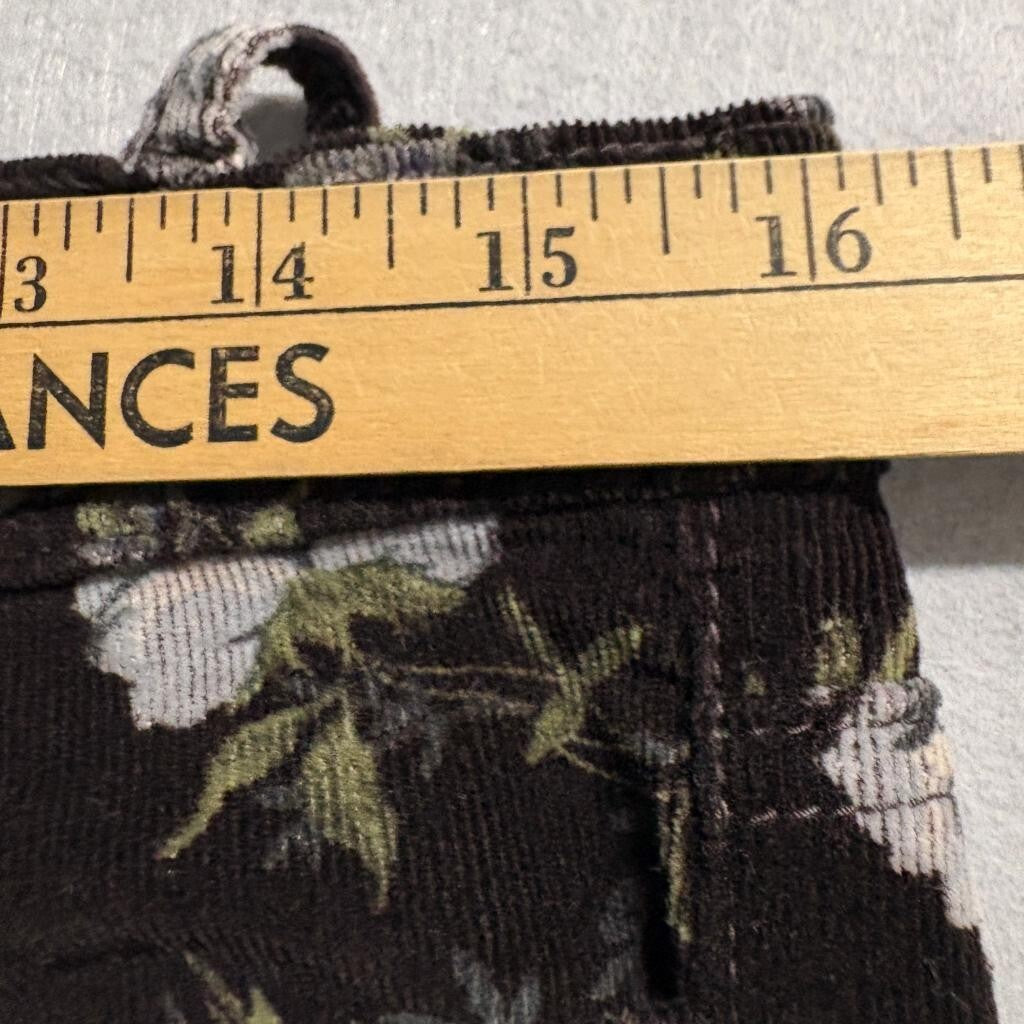 Else Floral Corduroy Skinny Pants Womens Size 28 Brown Rose Print Stretch