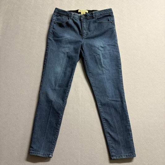 Democracy Ab Technology Pinstripe Skinny Jeans Womens 8P Blue Stretch Crop