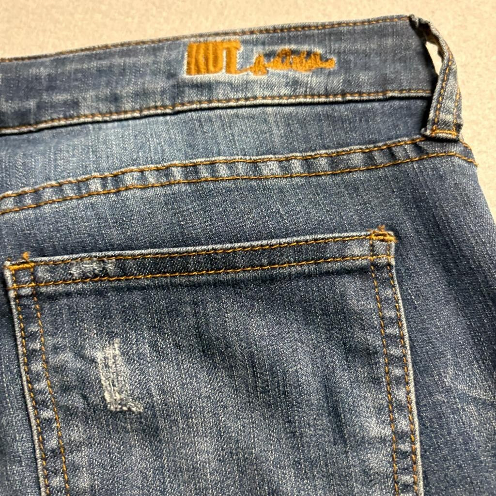 Kut from the Kloth Skinny Jeans Womens Size 8 Blue Raw Frayed Hem Stretch Denim
