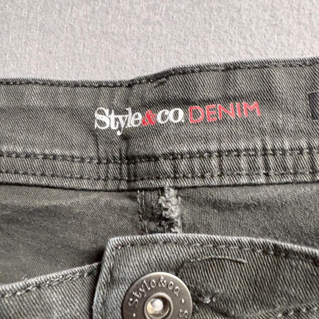 Style & Co Denim Womens 14 Green Bootcut Jeans Studded Flap Pocket Stretch