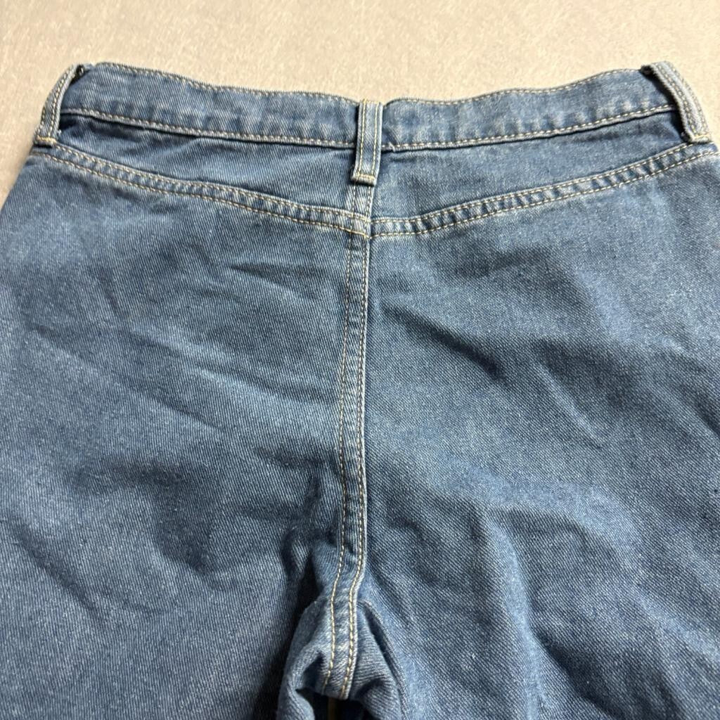 Soho Blue Denim Cargo Jeans Womens Size 16 Blue Wide Leg Utility Pockets
