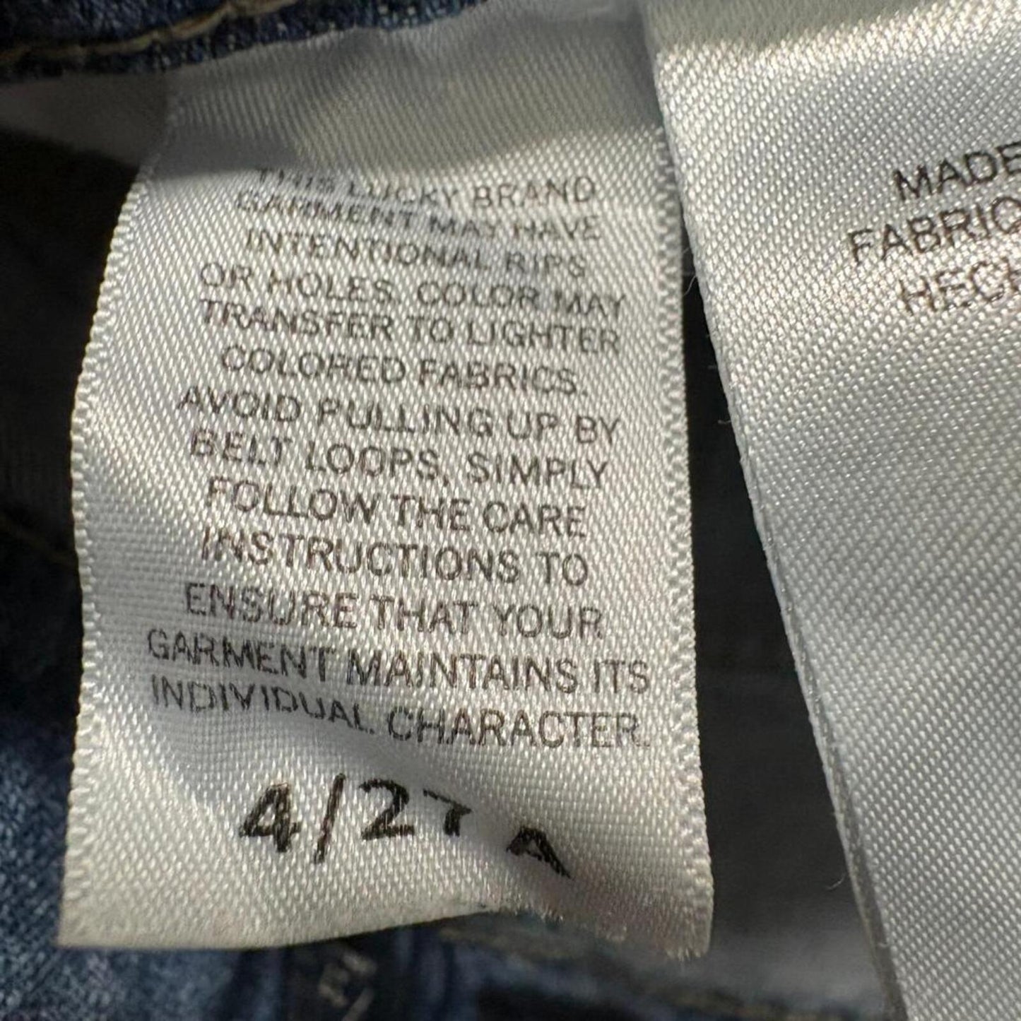 Lucky Brand Drew High Rise Mom Jeans Womens Size 4 27 Ankle Distressed Blue