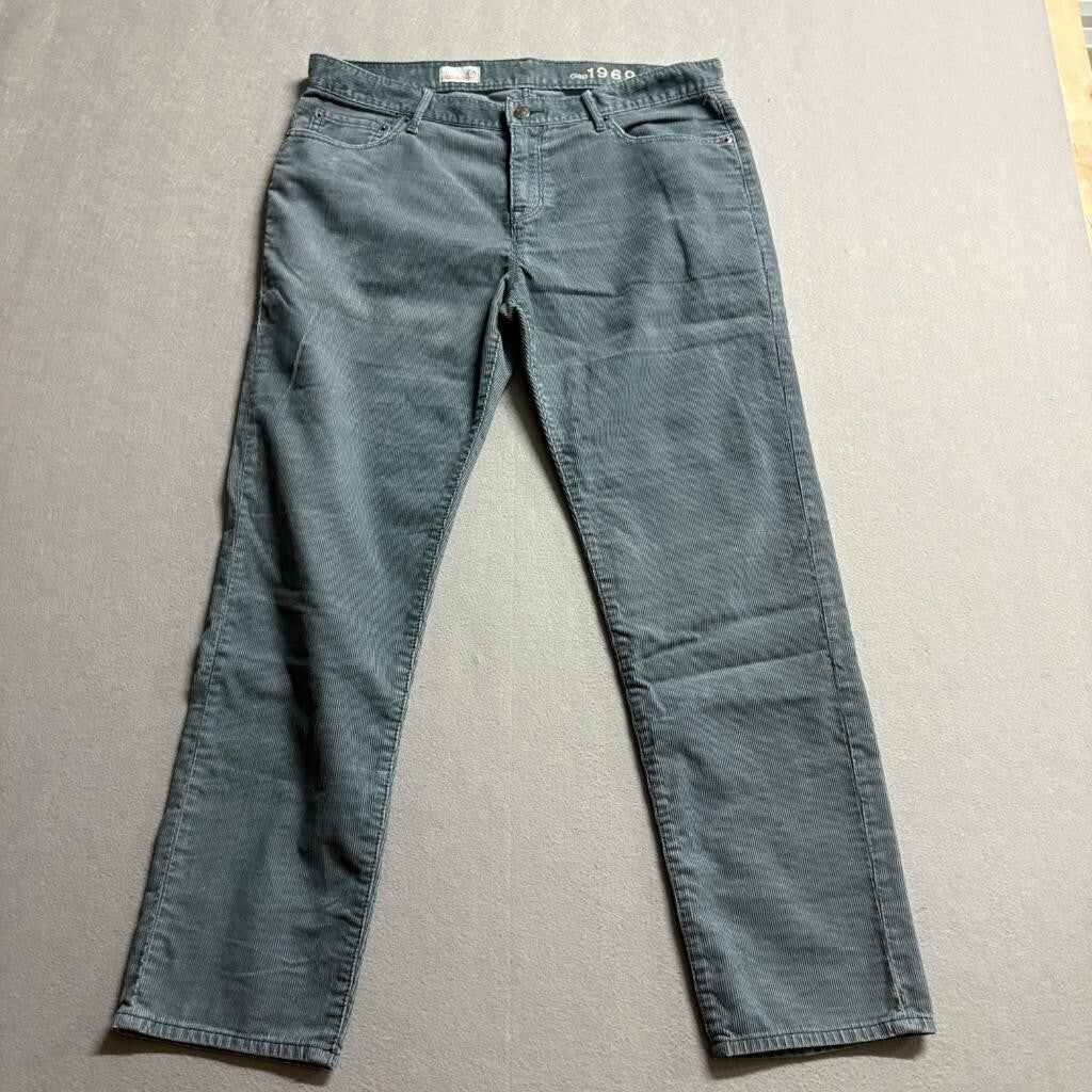 Gap 1969 Corduroy Pants Womens 29r Sexy Boyfriend Gray Blue Cord Pants