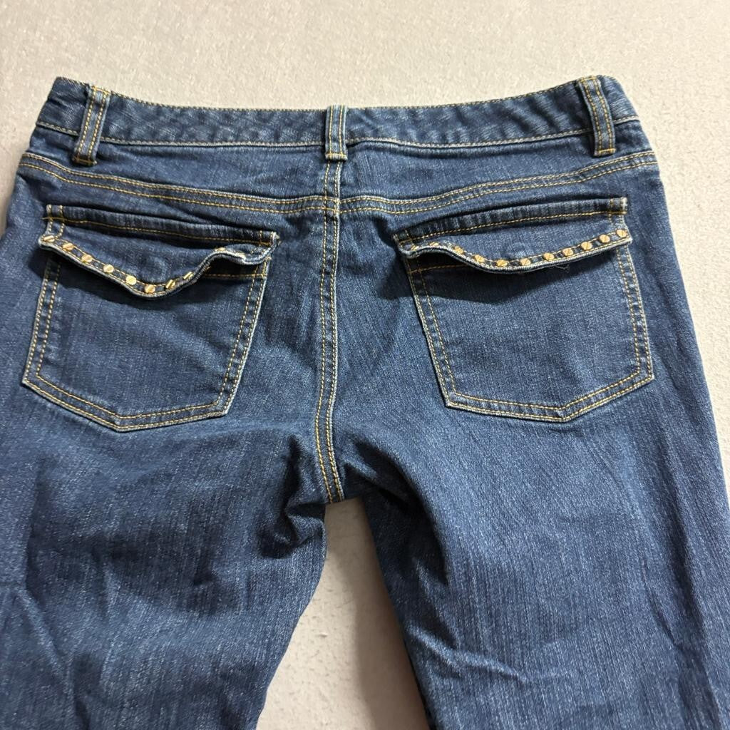 Michael Kors Studded Pocket Bootcut Jeans Womens Size 4 Blue Denim Stretch