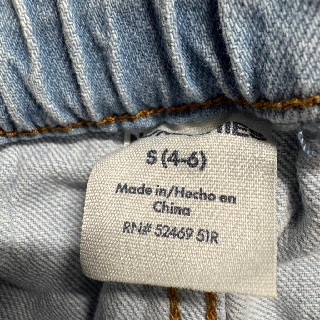 No Boundaries Cargo Jeans Womens Small 4-6 Light Wash Wide Leg Elastic Waist