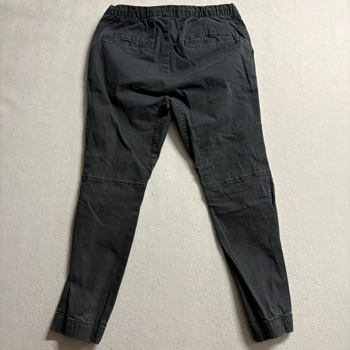 H&M Divided Mens Jogger Pants Size 34 Black Cotton Blend Drawstring Elastic