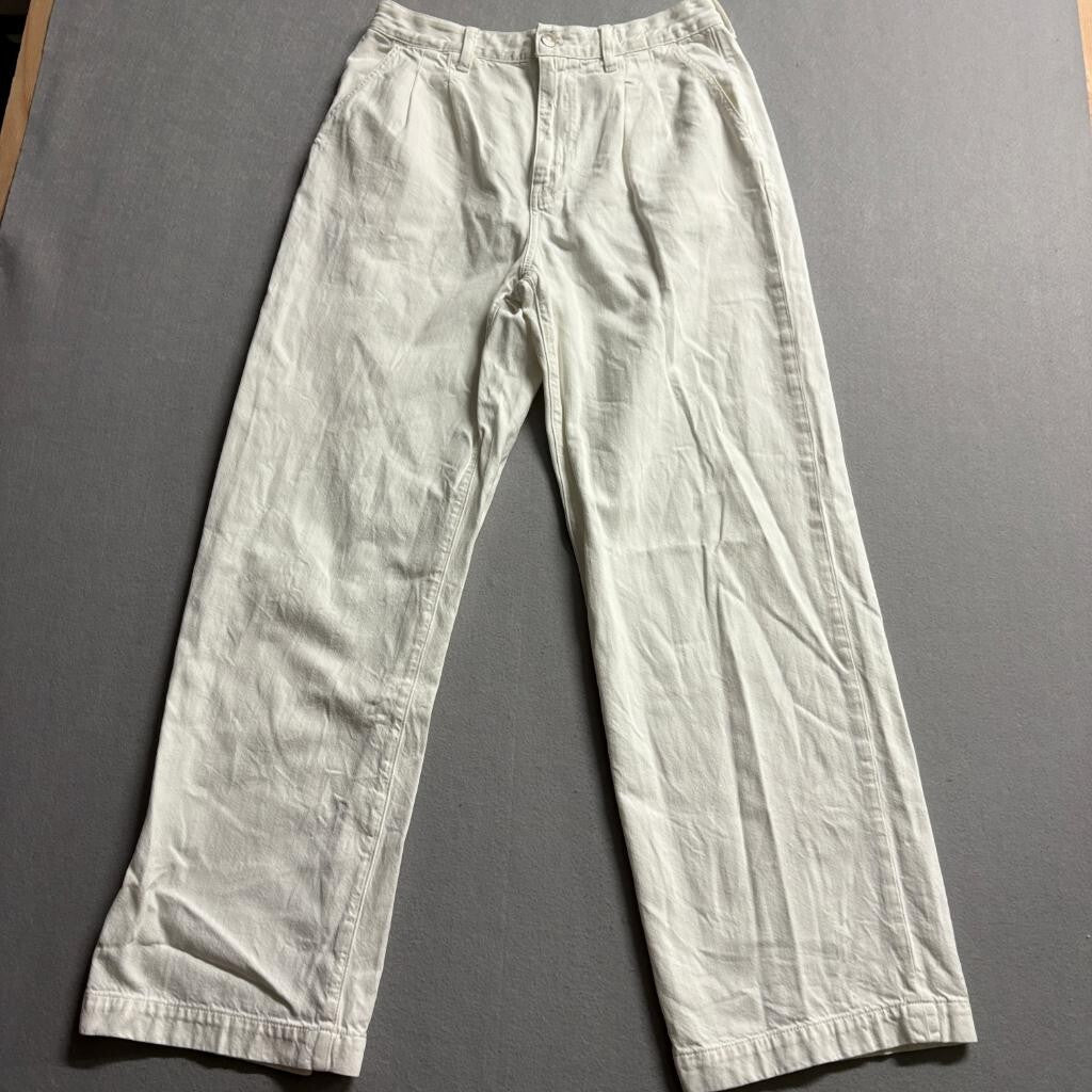 Madewell Baggy Straight Jeans Womens 29 White Cotton Denim Pleated Front Pants