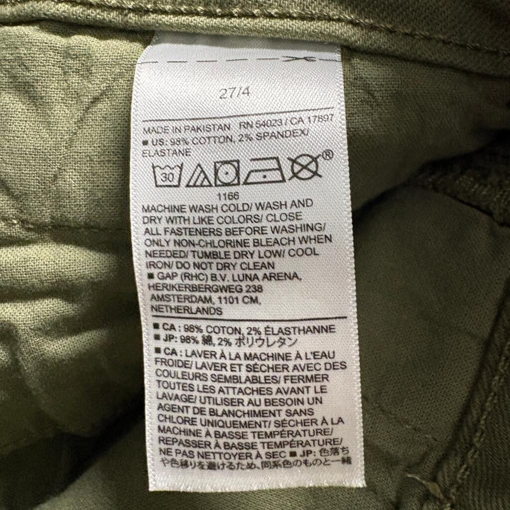 Banana Republic High Rise Straight Fit Pants Womens 27/4 Olive Green Stretch